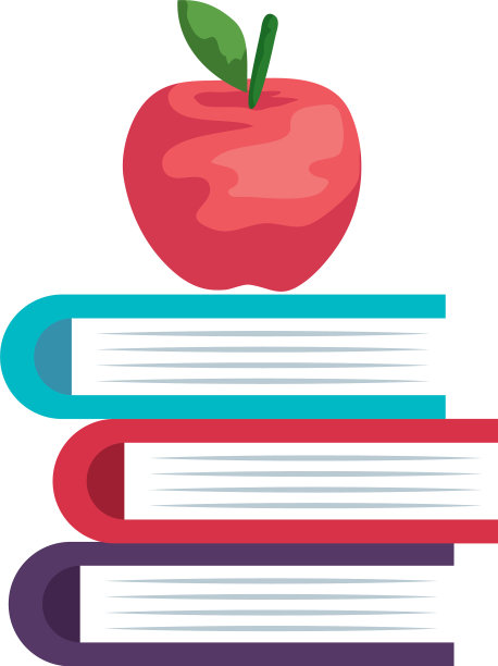 把课本和新鲜的苹果堆在一起图片下载