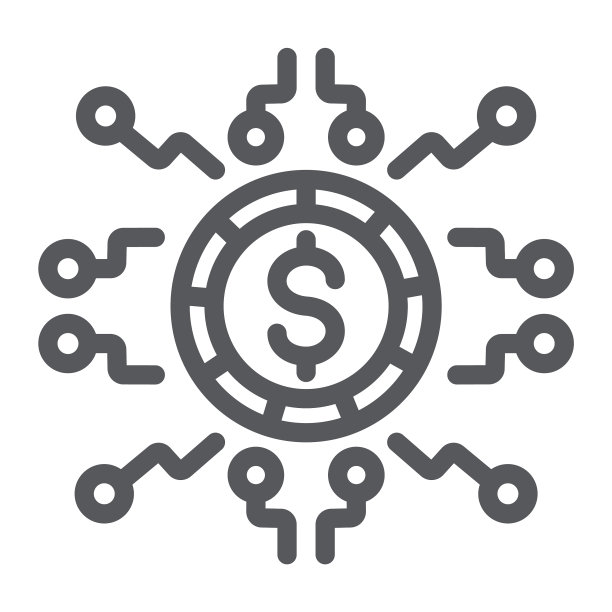 数字货币金融银行线性图标图片下载