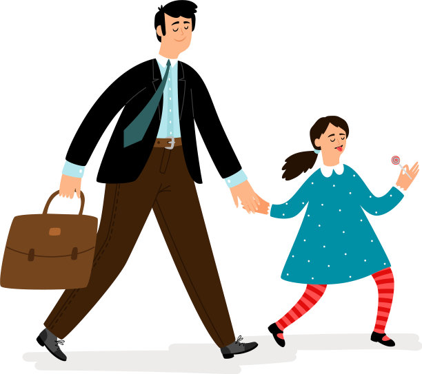 父亲带着女儿去上学图片下载