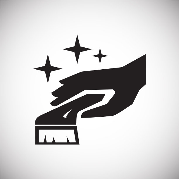 在白色背景上用刷子图标清洁手图片下载