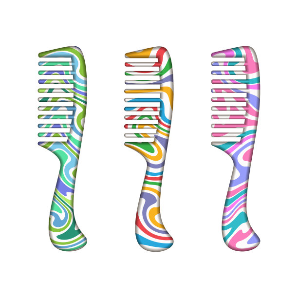 抽象彩绘梳子图片下载