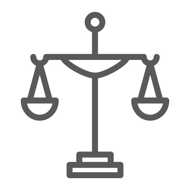 正义线条图标法庭与法律天平标志图片下载