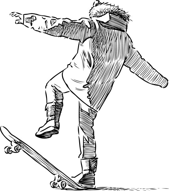 男孩在滑板上溜冰图片下载