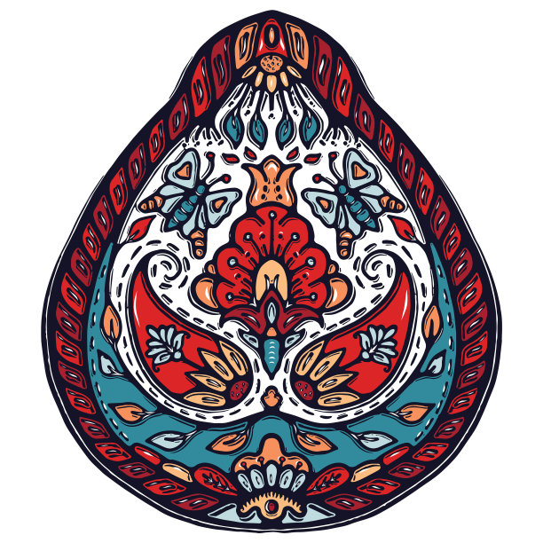 花卉叶佩斯利东欧风格的手图片下载