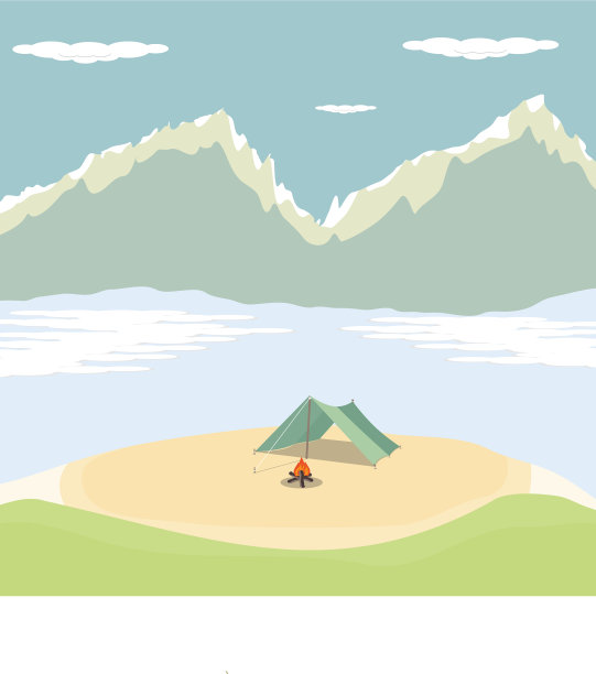 夏季露营，冬季在山上设计图片下载
