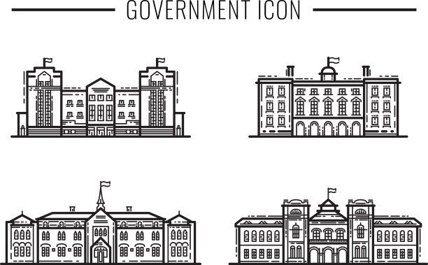 设置政府建筑立面图标轮廓图片下载