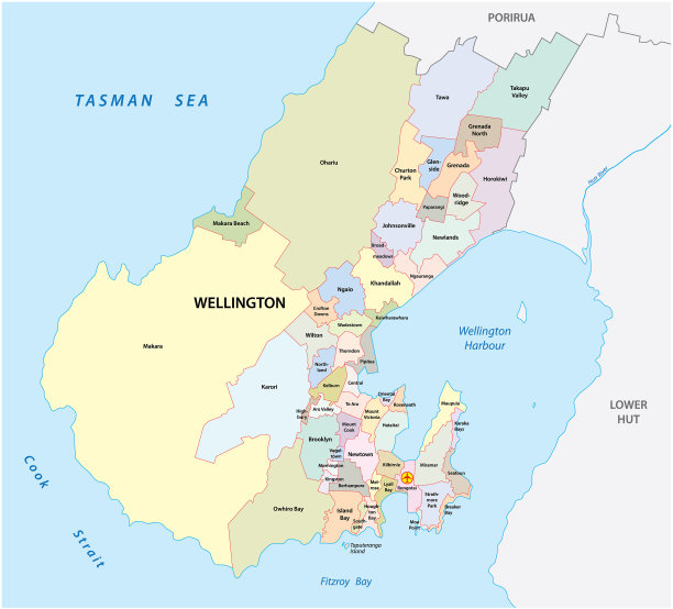 新西兰惠灵顿行政地图图片下载