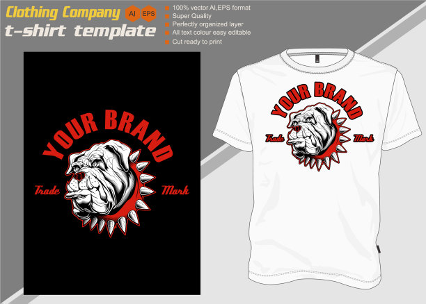 t恤模板完全可编辑与狗图片下载