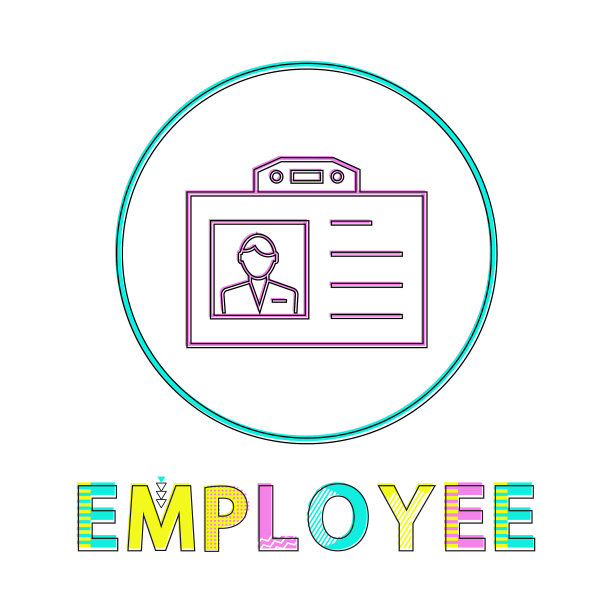 员工姓名徽章圈图标线条艺术图片下载