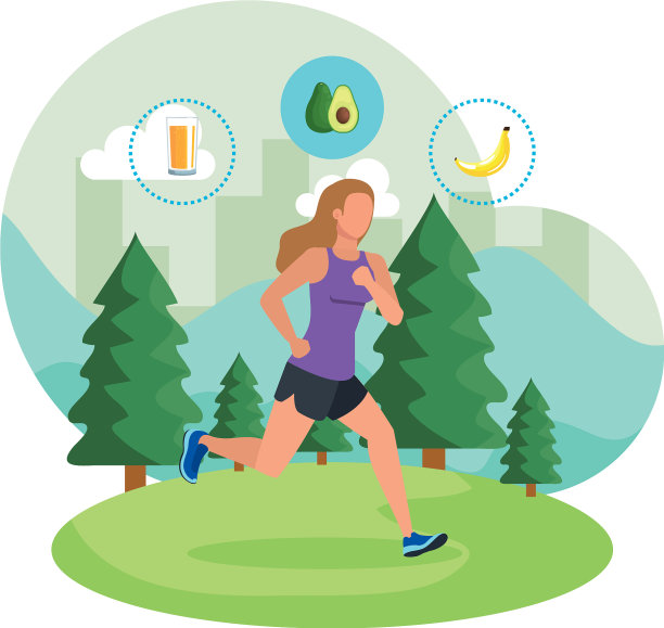 在风景中奔跑的女运动员图片下载