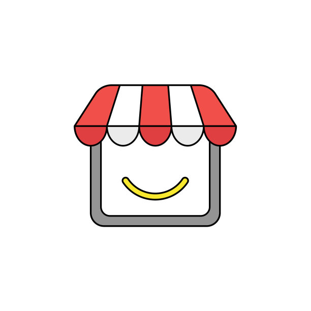 带有微笑嘴巴的商店图标概念图片下载
