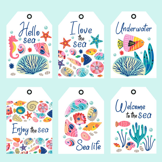 设置水下海洋生物标签图片下载