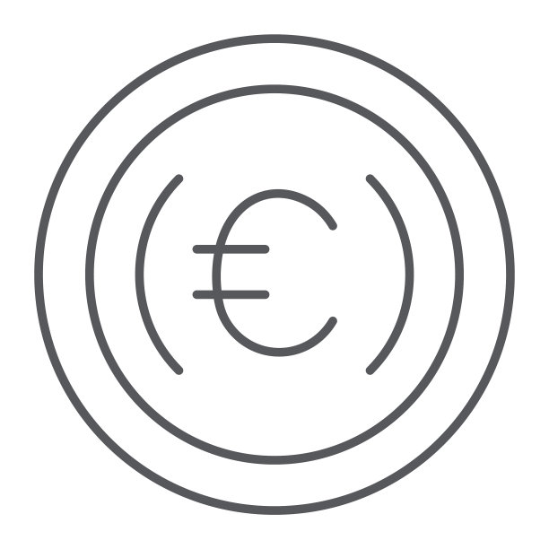 欧元硬币细线现金货币图标图片下载