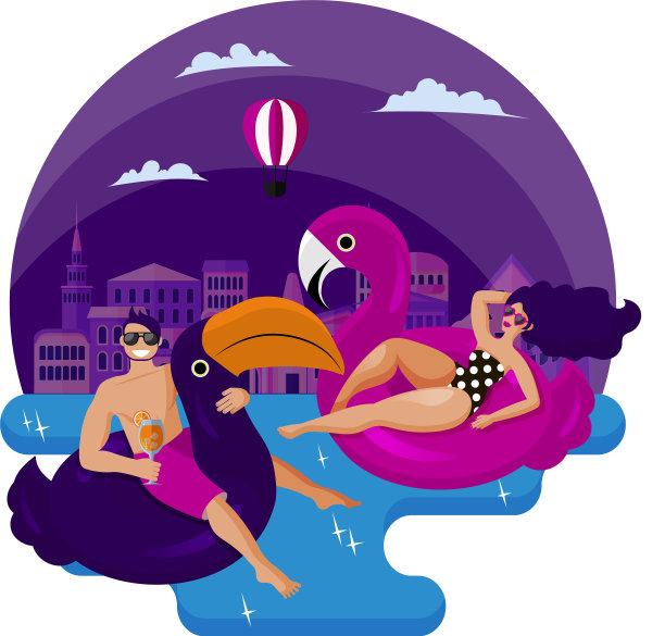 年轻的男孩和女孩在游泳中休息图片下载