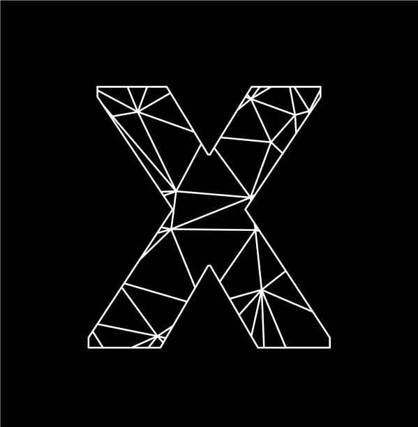 X几何三角形区块链字体图片下载