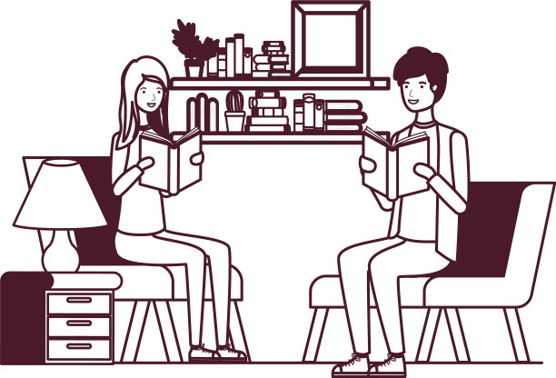 剪影夫妇手中的书在生活图片下载