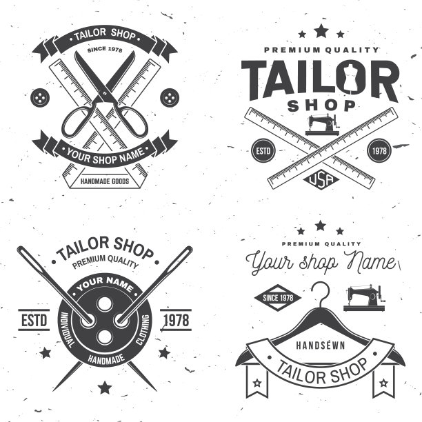 裁缝店徽章概念衬衫图片下载