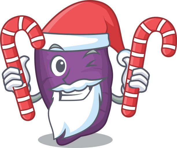 圣诞老人与糖果紫红薯卡通图片下载