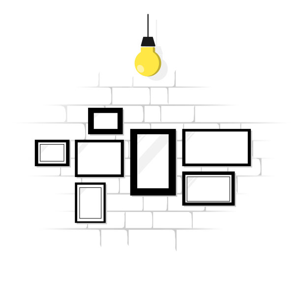 框架白墙灯泡图片下载