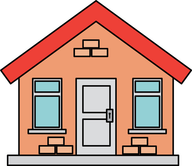 房屋建筑立面孤立图标图片下载