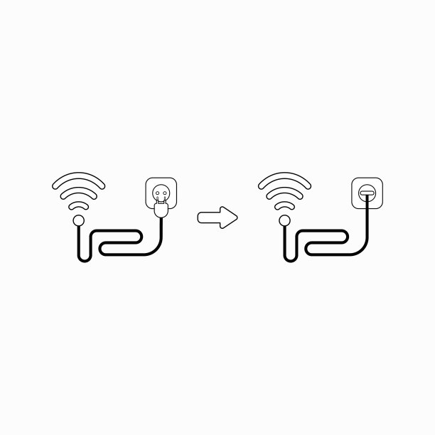 带电缆的无线网络符号图标概念图片下载