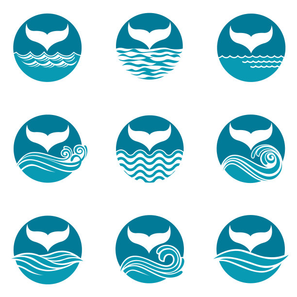 抽象鲸鱼尾巴图标集图片下载