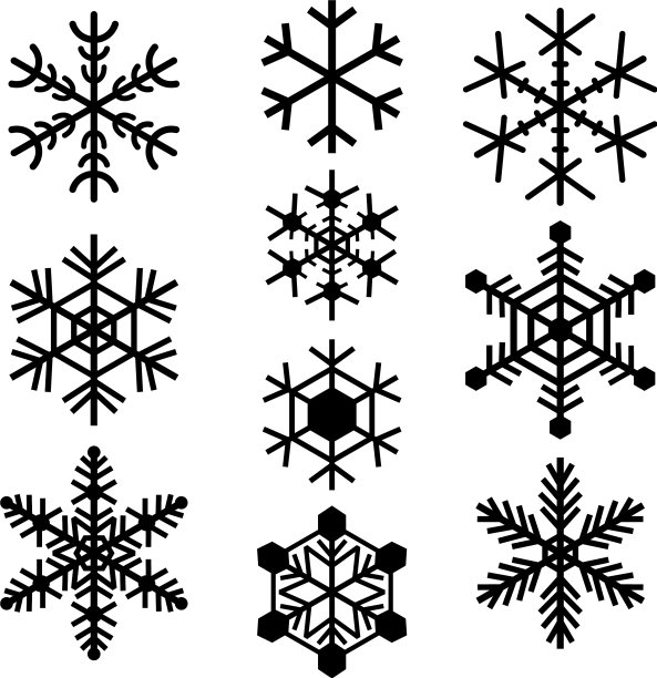 雪花标志图标标志简单的黑色设置图片下载