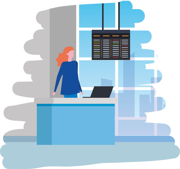 在机场用电脑工作的女人图片下载