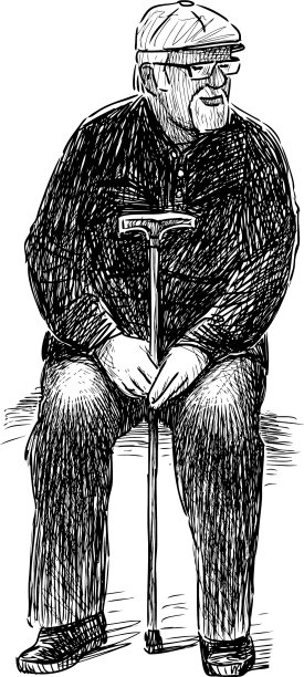 老人在公园的长凳上休息图片下载