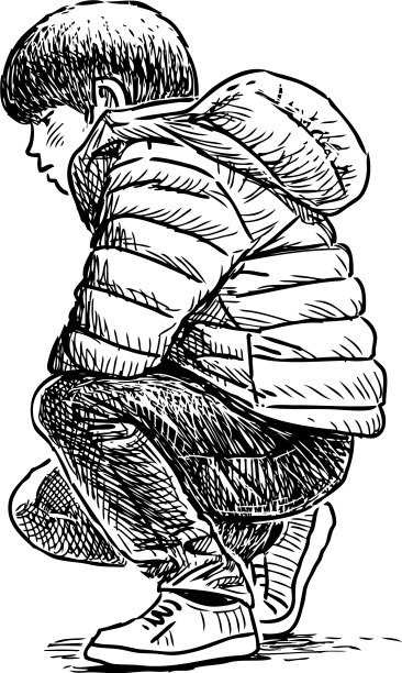 画一个男孩蹲着图片下载