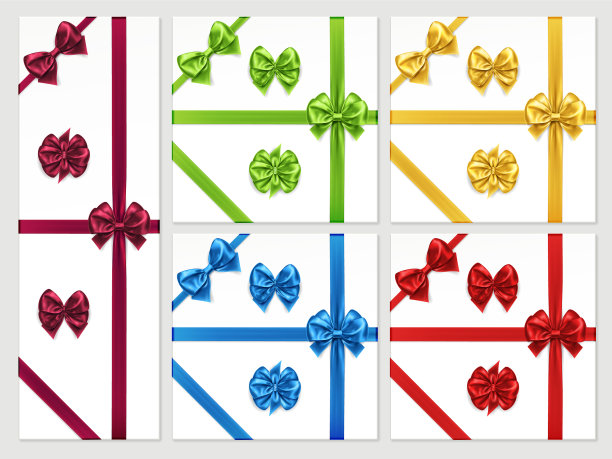 设置孤立的蝴蝶结和偏爱缎带图片下载