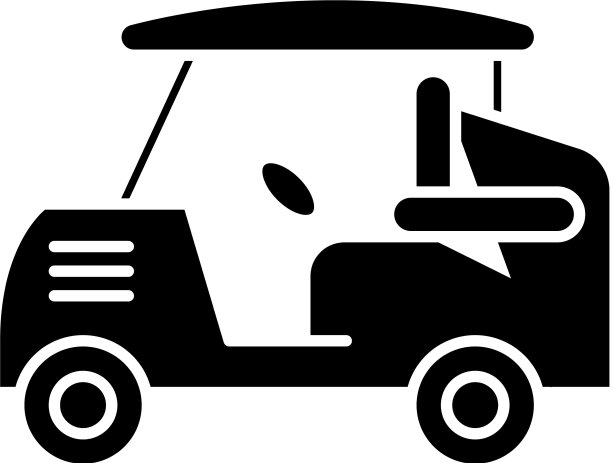 高尔夫球车黑色图标标志孤立图片下载