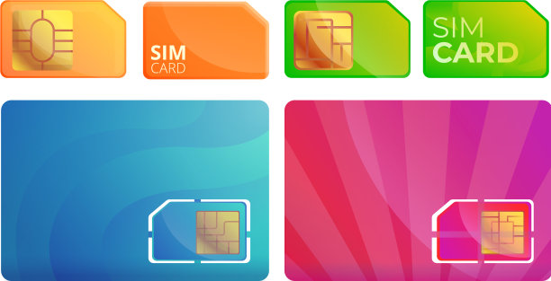 卡通风格SIM电话卡图标集图片下载