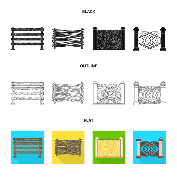 隔离对象的门和围栏图标集图片下载