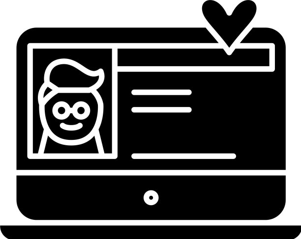 约会服务黑色图标标志上孤立图片下载