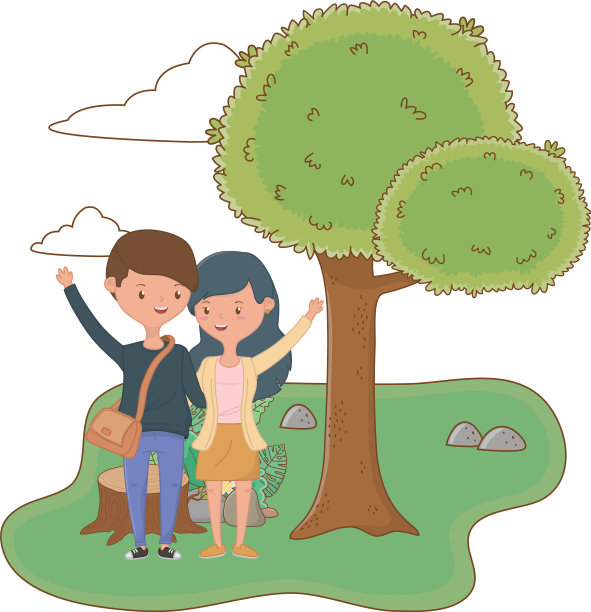 少年男孩和女孩卡通设计图片下载