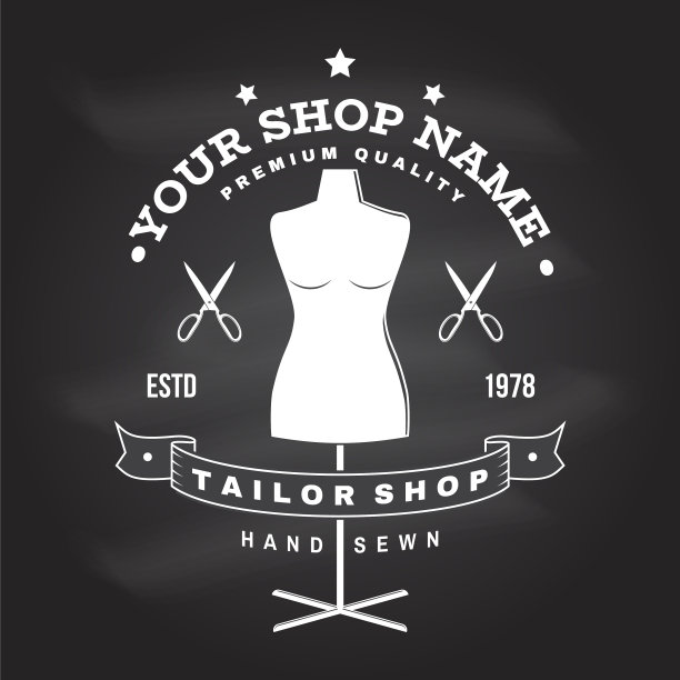 裁缝店徽章概念衬衫图片下载