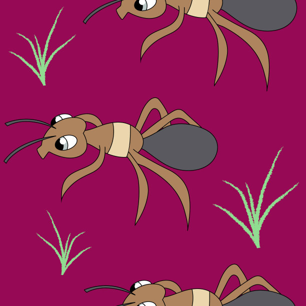 可爱的蚂蚁无缝库存图案图片下载