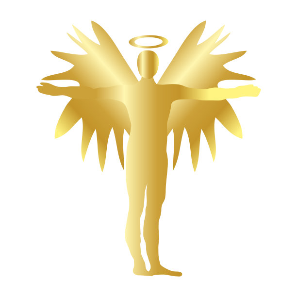 圣诞天使金图标象征圣诞设计图片下载