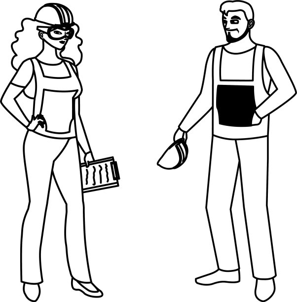 一对建设者，建设者，工人角色图片下载