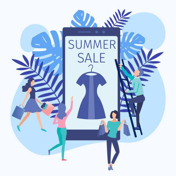 网上夏季销售横幅在平坦的风格图片下载