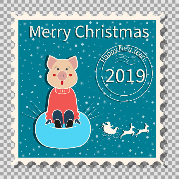 小猪拉圣诞邮票图片下载