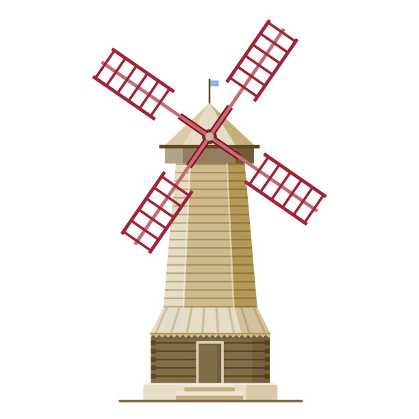 传统的风车孤立在白色背景上图片下载