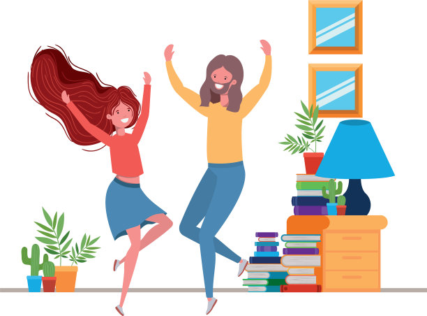 年轻夫妇在客厅里跳舞图片下载