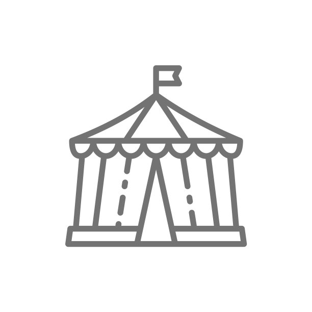 马戏团帐篷游乐园线性图标图片下载