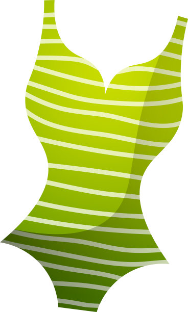 绿条纹白线女人泳装海滩图片下载