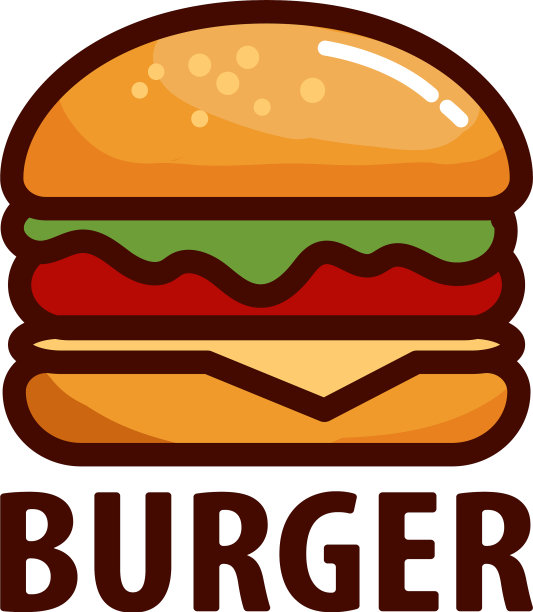 美味汉堡平面标志图标贴纸图片下载