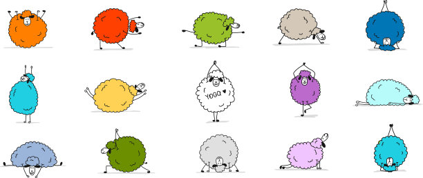 有趣的羊在为你的设计做瑜伽素描图片下载