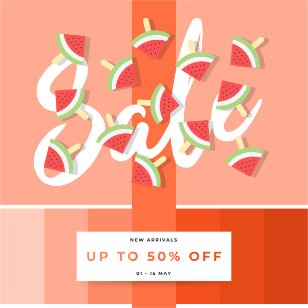 红色西瓜片与50销售横幅图片下载