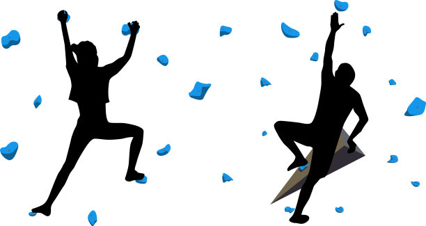 攀爬墙上的登山者图片下载